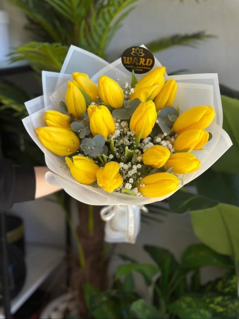 Yellow tulip bouquet by Ward Floral Boutique